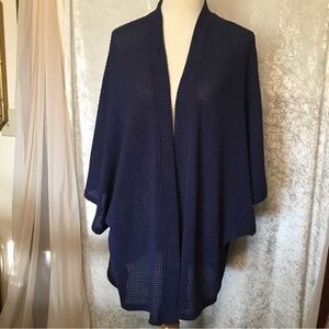 Free People Navy Blue Knit Waterfall Open Front Cardigan  One Size NWOT
